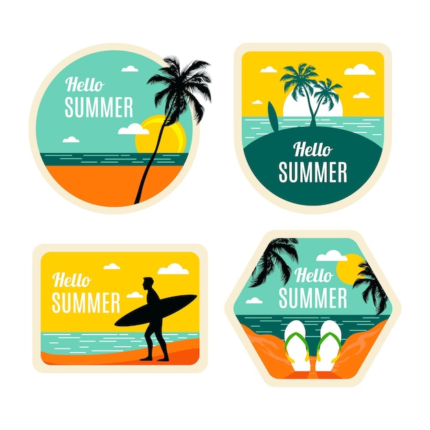 Free vector collection of flat summer labels