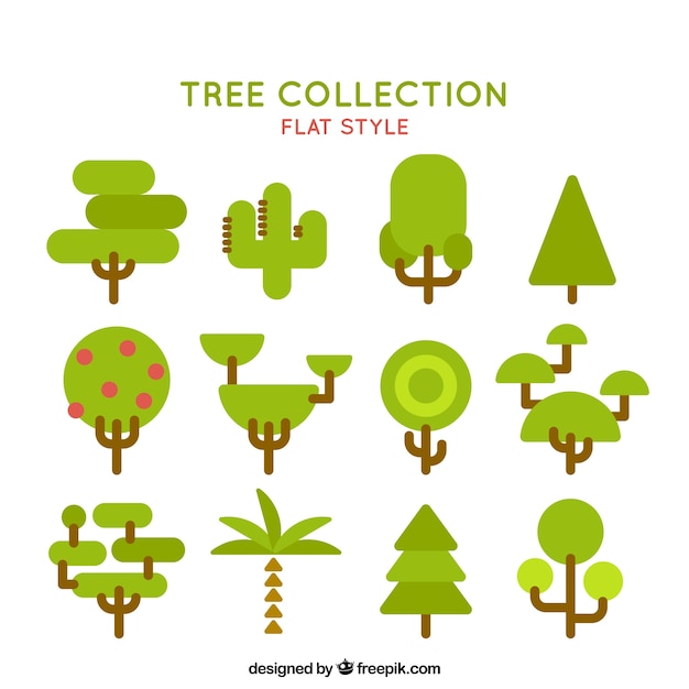 Free vector collection of flat trees in abstract style