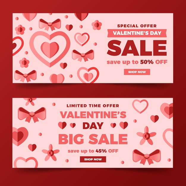 Free vector collection of flat valentine's day banners