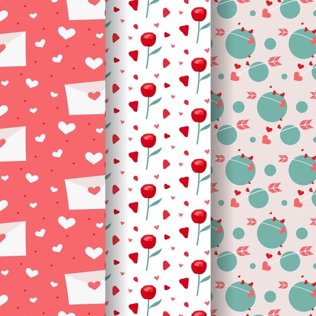 Collection of flat valentine's day patterns