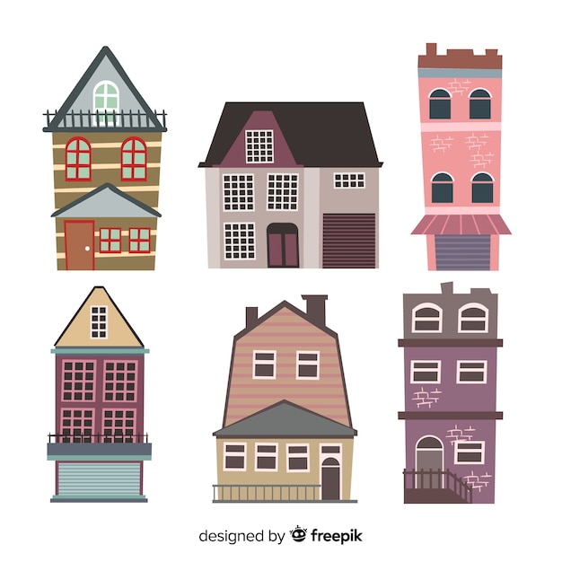 Collection of flat vintage houses