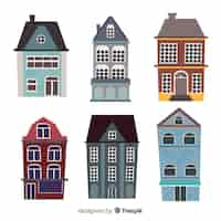 Free vector collection of flat vintage houses