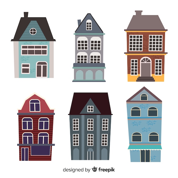 Collection of flat vintage houses