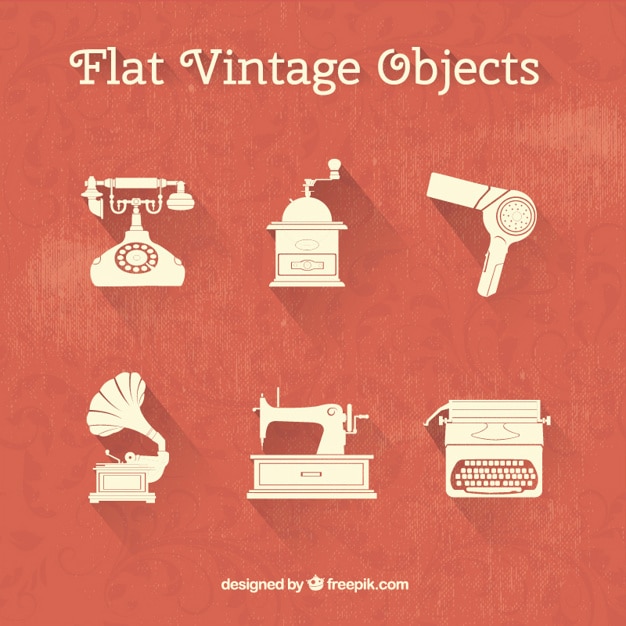 Free vector collection of flat vintage objects