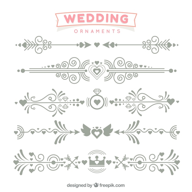 Collection of flat wedding ornaments