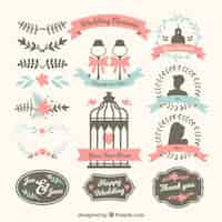 Free vector collection of flat wedding ornaments