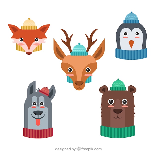 Free vector collection of flat winter animals