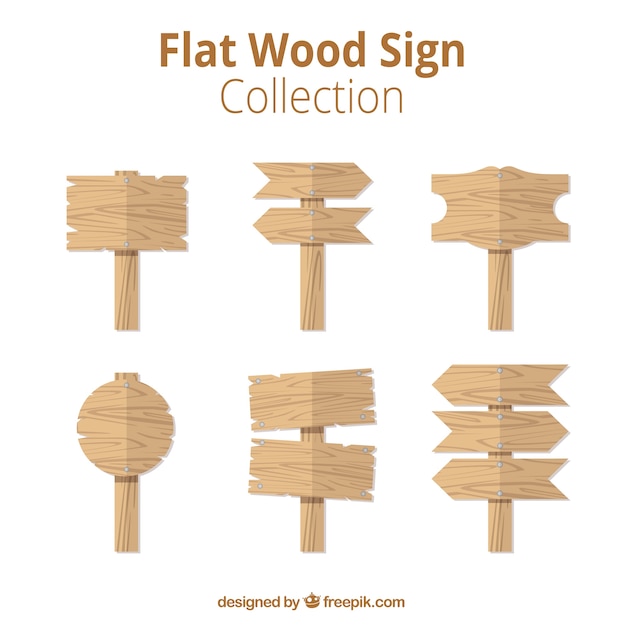 Free vector collection of flat wooden signs
