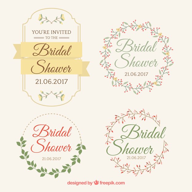 Collection of floral bridal shower frames with great designs