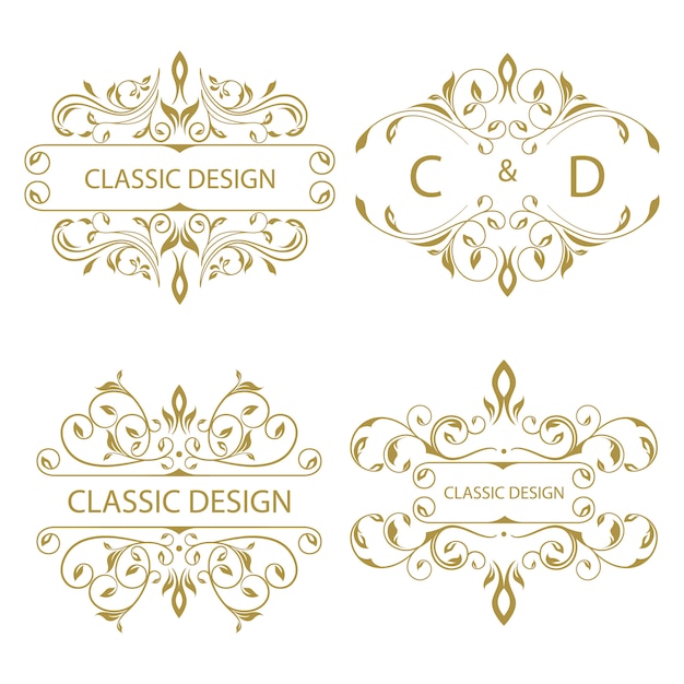 collection of floral ornament logo