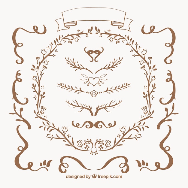 Free vector collection of floral ornamental borders