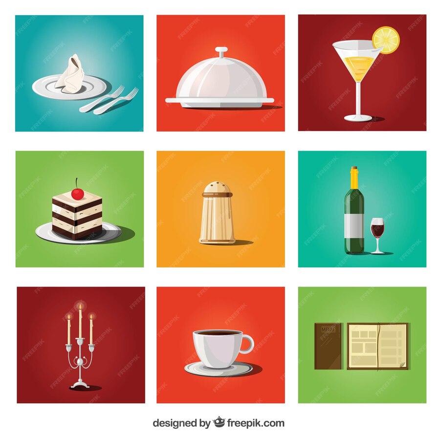 Premium Vector Collection of food and restaurant items