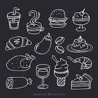 Free vector collection of foodstuff in chalk style