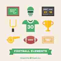 Free vector collection of football elements in flat design