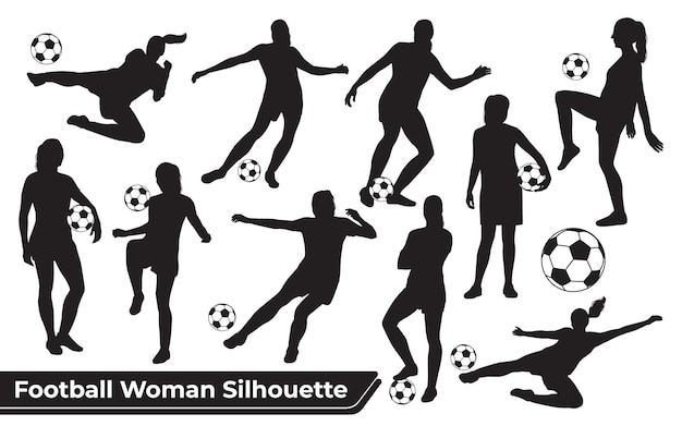 Collection of football sport silhouettes in different positions