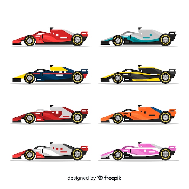 Free vector collection of formula 1 racing cars
