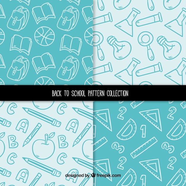 Free vector collection of four back to school patterns