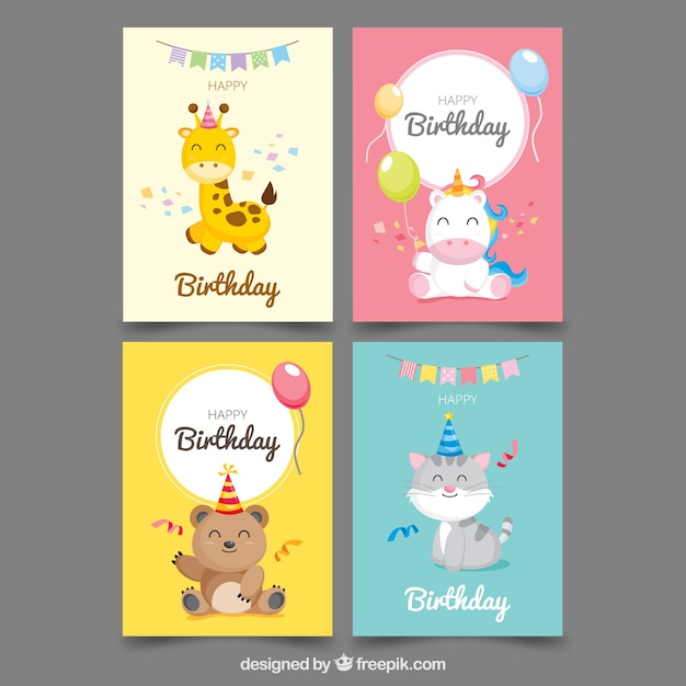 네 개의 생일 카드 수집