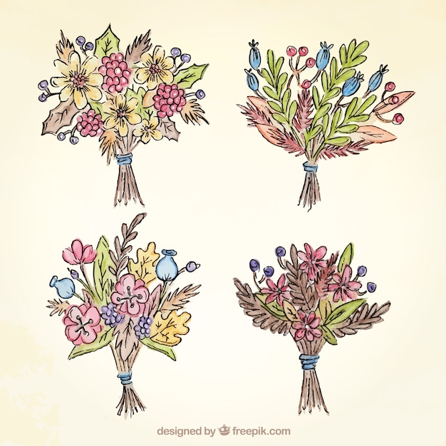 Free Vector collection of four bouquets