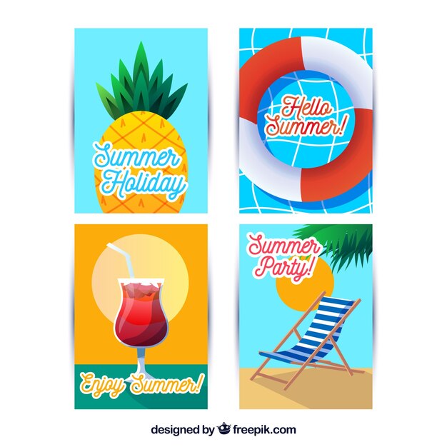 Collection of four creative summer cards