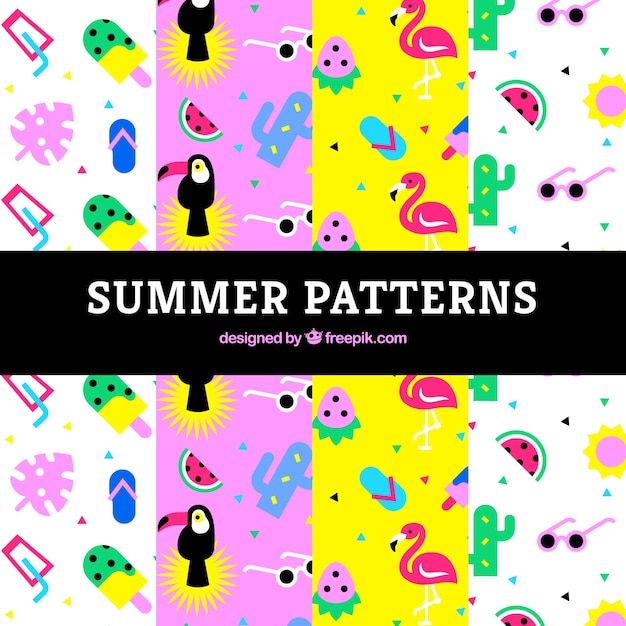 Collection of four creative summer patterns