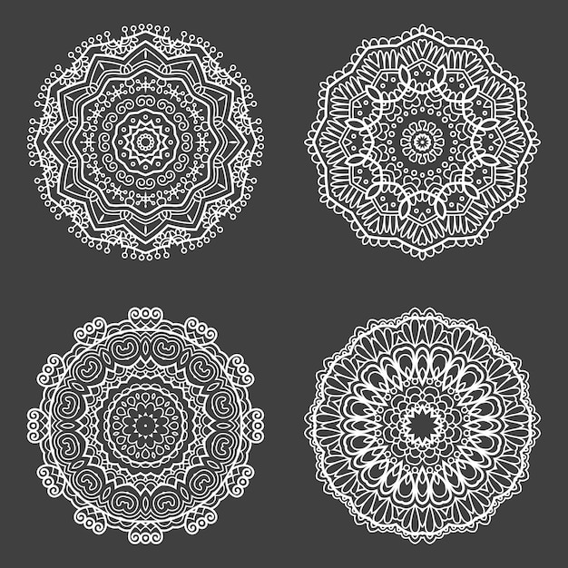 Collection of four decorative mandala design