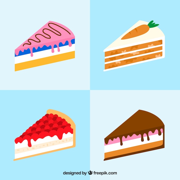 Free vector collection of four different cakes