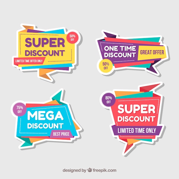 Collection of four discount stickers