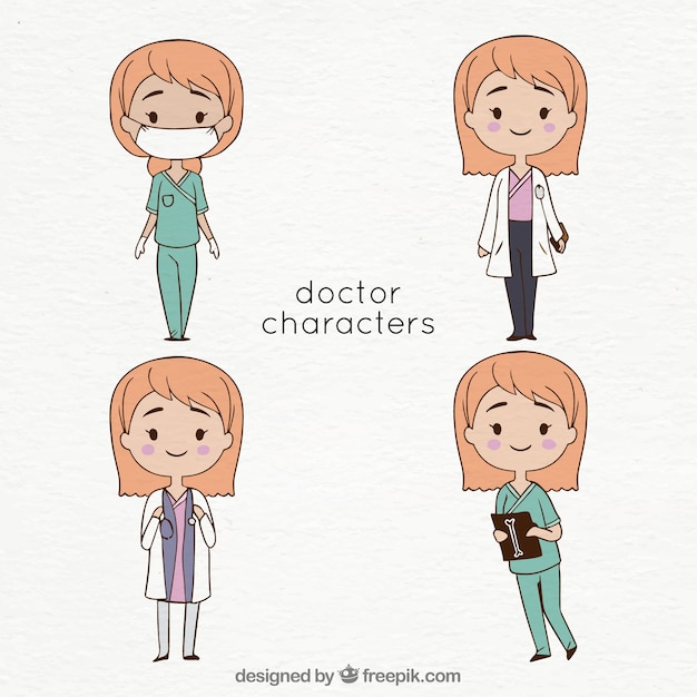 Коллекция из четырех персонажей-докторов