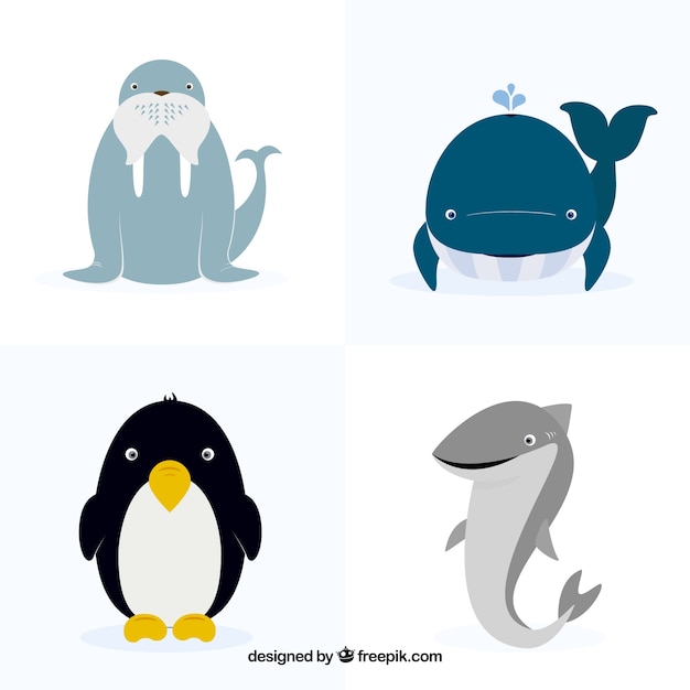 Free vector collection of four flat animals