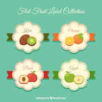 Free vector collection of four flat fruit labels