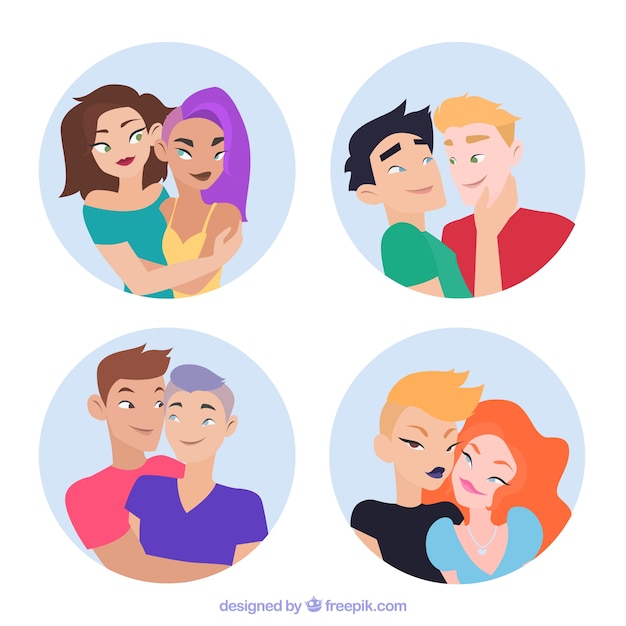 Collection of four lgtb pride couple