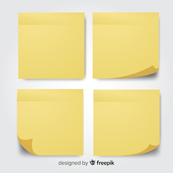 Collection of four post notes in realistic style