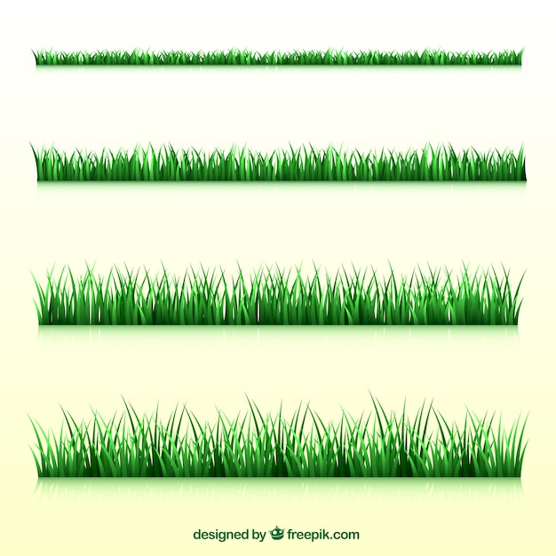 Free vector collection of four realistic grass borders