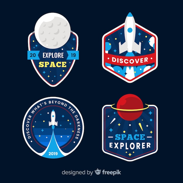 Free vector collection of four space badges