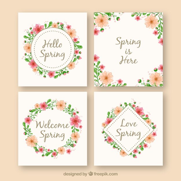 Collection of four spring cards