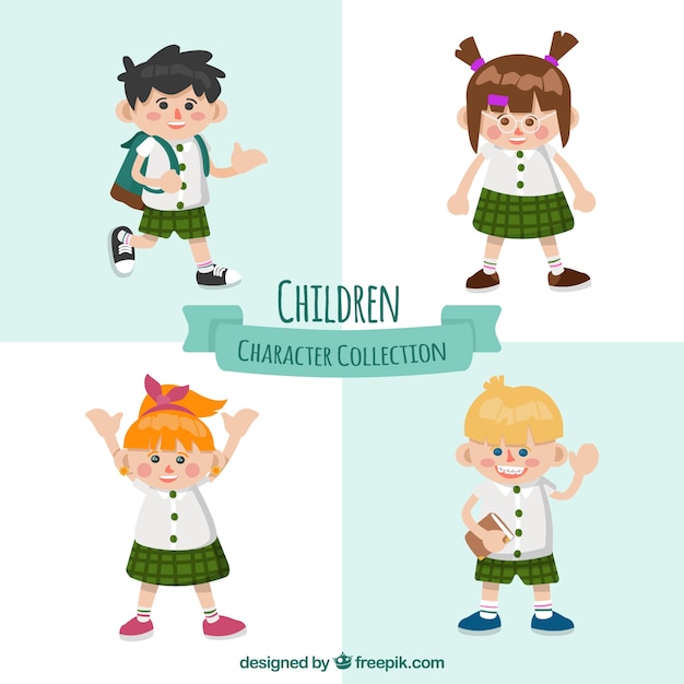 Collection of four student characters