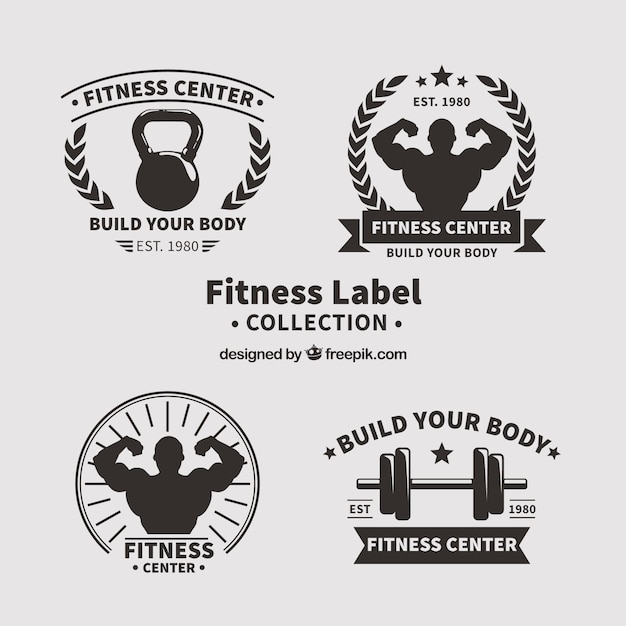 Collection of four vintage fitness labels