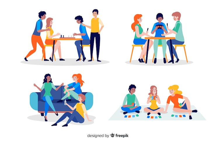 Free Vector collection of friends spending time together