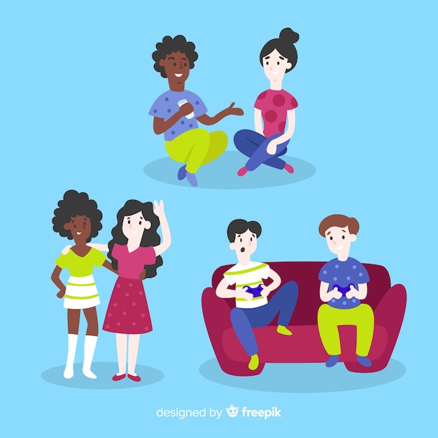 Free vector collection of friends spending time together