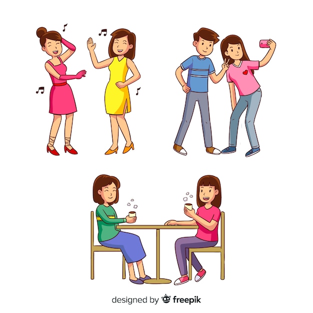 Free vector collection of friends spending time together