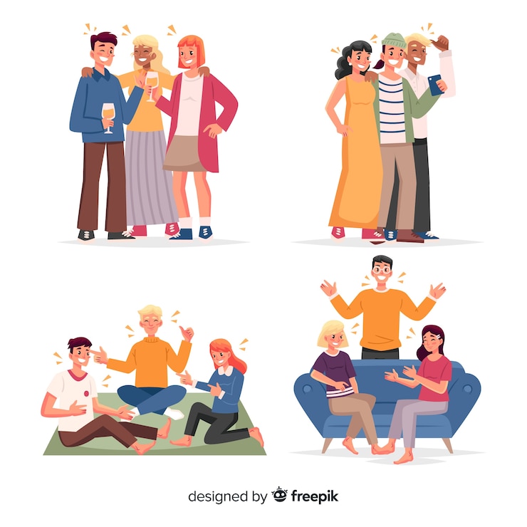 무료 Vector 함께 시간을 보내는 친구의 컬렉션