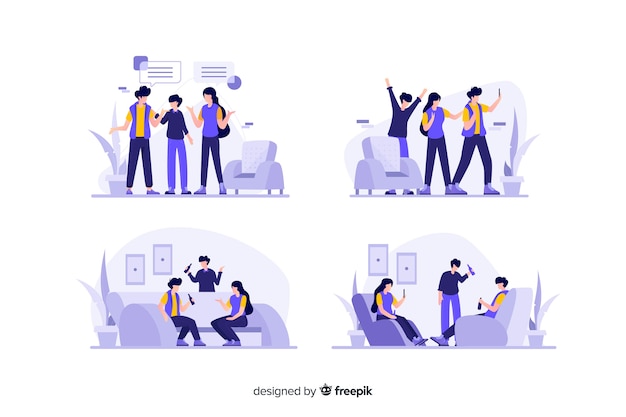 Free vector collection of friends spending time together