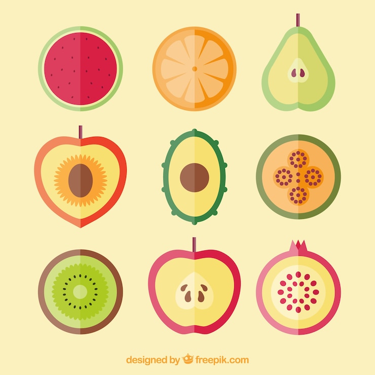 Free Vector collection of fruits in flat design