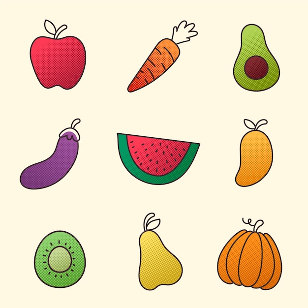 Collection of fruits and vegetables