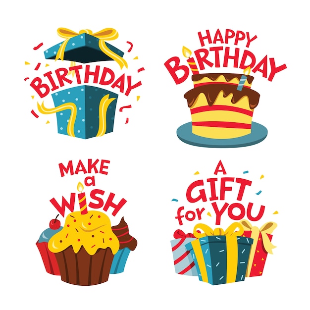 Collection of fun birthday stickers