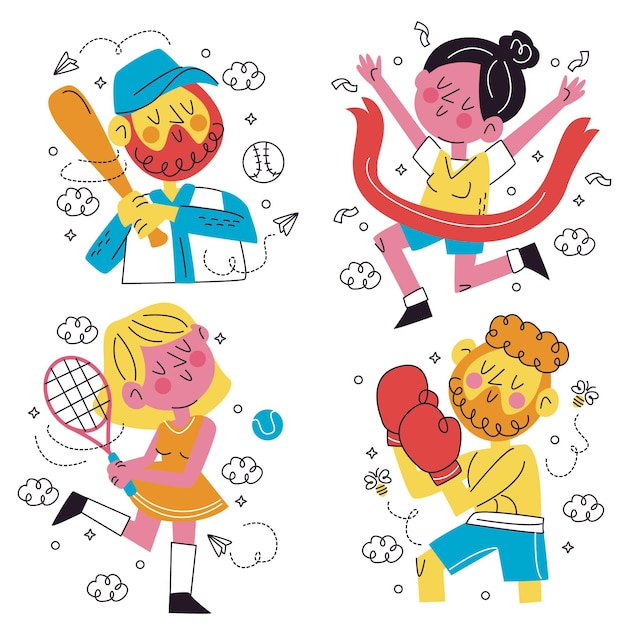 Collection of fun sports stickers