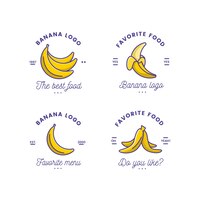 Vettore gratuito raccolta di modello di logo divertente banana