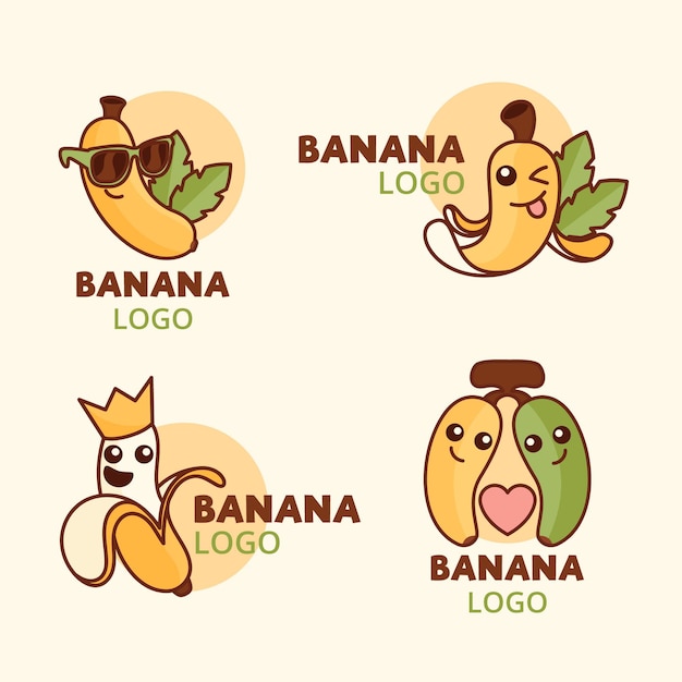 Free vector collection of funny banana logos