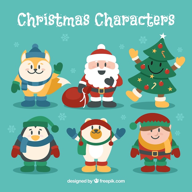 Collection of funny christmas characters